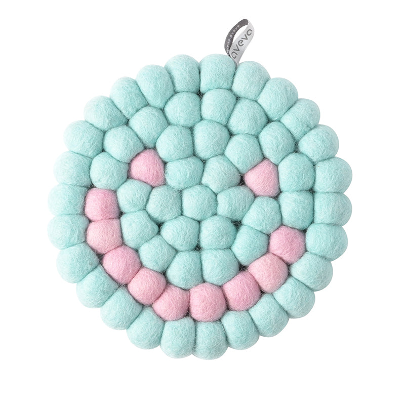 Wool Trivet Smiley Face, Mint Eleish Van Breems Home