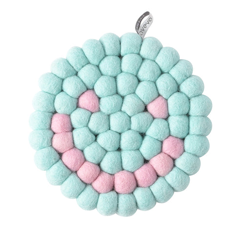 Wool Trivet Smiley Face, Mint