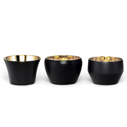 Kin Brass Black Powder Coated Candle Holders Set Of 3