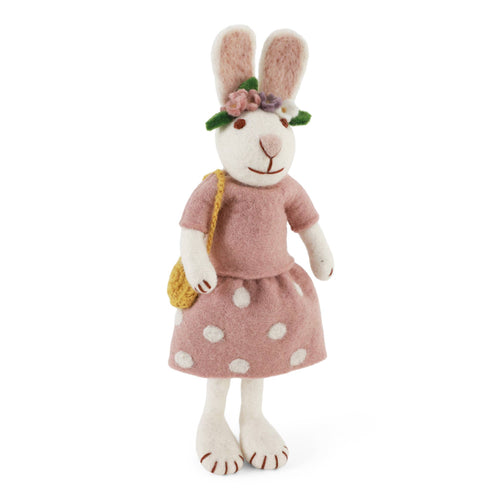 Medium White Girly Bunny with Flower Hair Band
