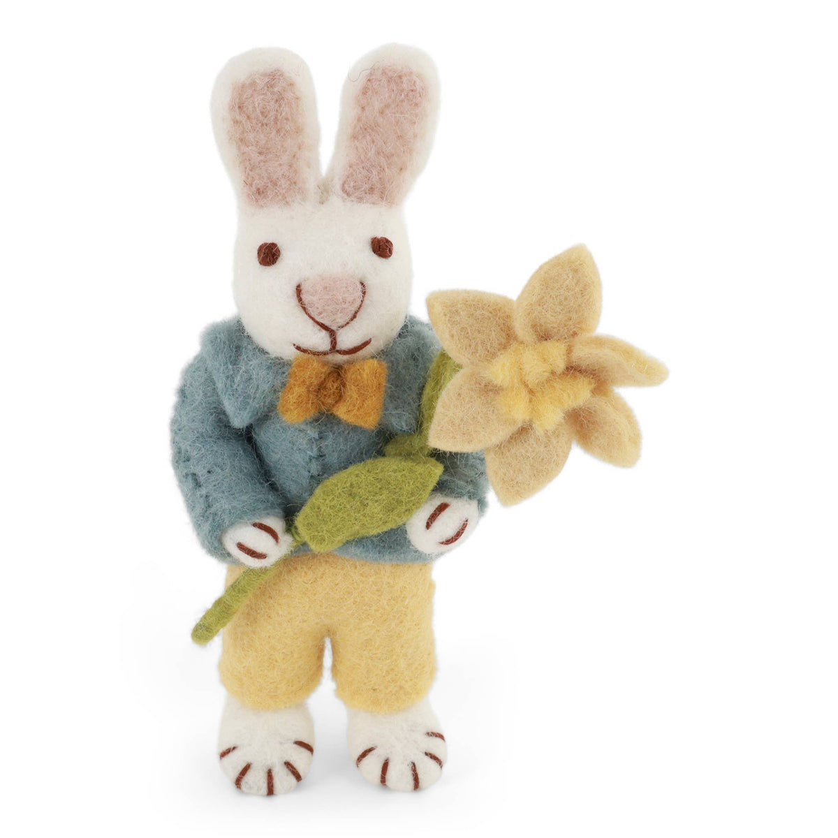 White Bunny w/Blue Jacket &amp; Narcissus Flower Eleish Van Breems Home