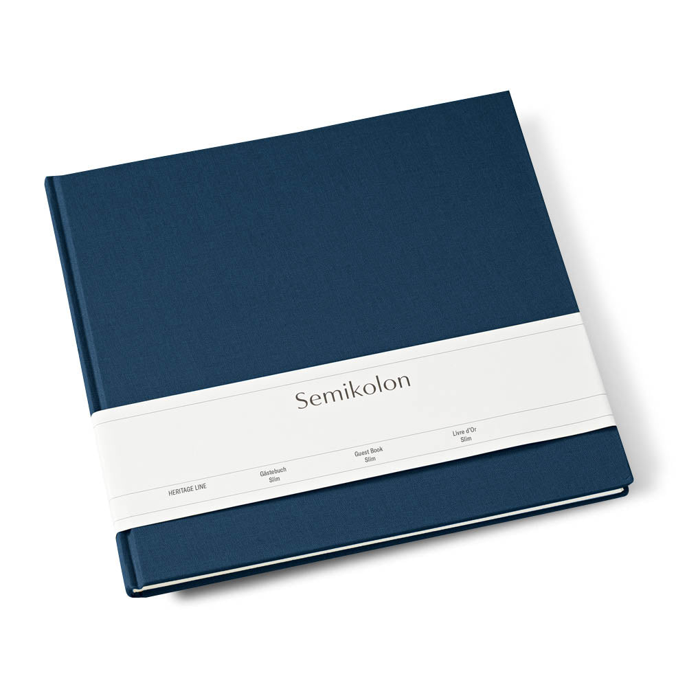 Guest Book, Slim, Marine Colored Linen Eleish Van Breems Home