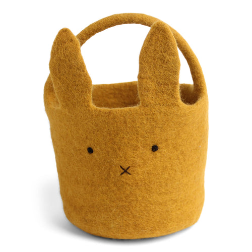 Felted Wool Big Bunny Basket, Ochre