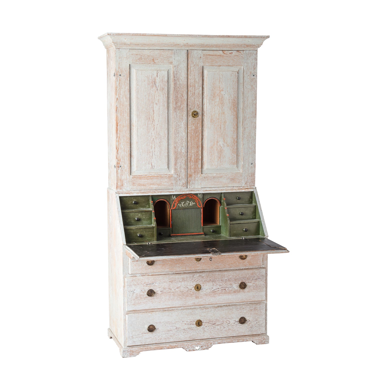 Swedish Gustavian Secretary with Original Painted Interior Eleish Van Breems Home
