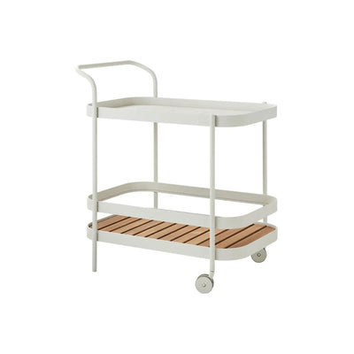 Roll Bar Trolley Including Teak Table Top White