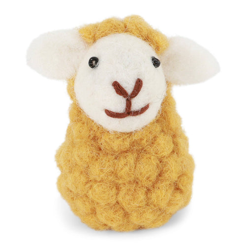 Felted Wool Sitting Sheep Ornament, Ochre