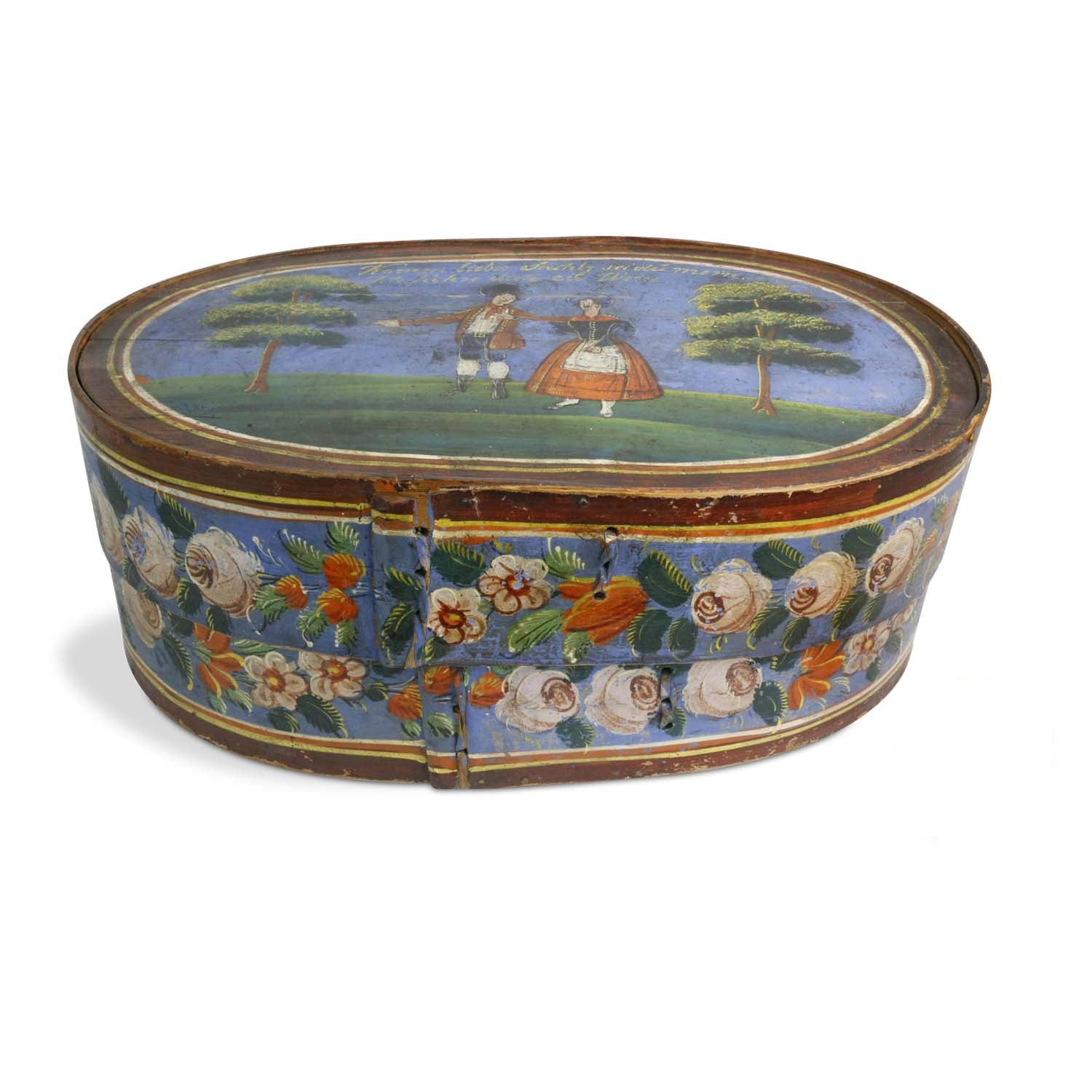 Large Scandinavian Decorated Oval Band Box, 19th Century Eleish Van Breems Home