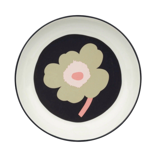 Marimekko Oiva Unikko Deep Plate Sand, Charcoal