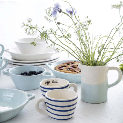 Blue & White Striped Latte Cup
