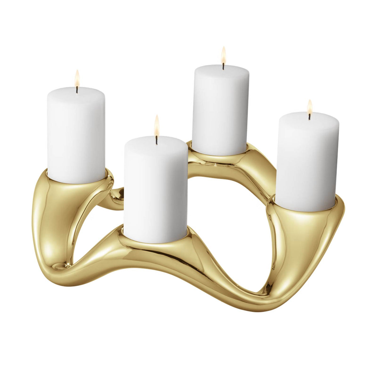 Georg Jensen Round 4 Pillar Candleholder, Gold Plated Eleish Van Breems Home