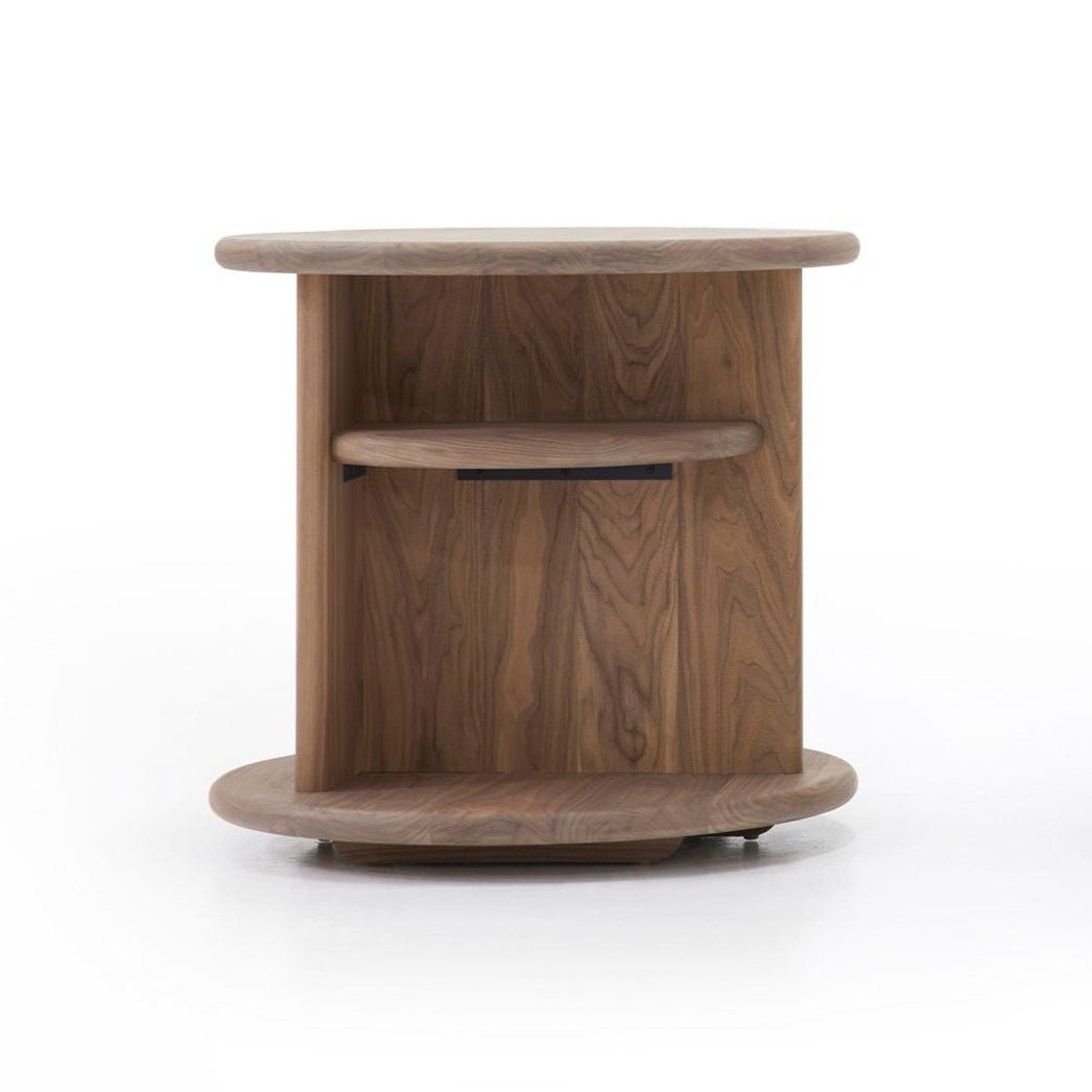 Brisbane 30&quot; Round Side Table Clear Satin Sealer Walnut Eleish Van Breems Home