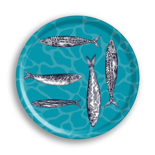 Avenida Home Blue Tide Aqua Round Tray