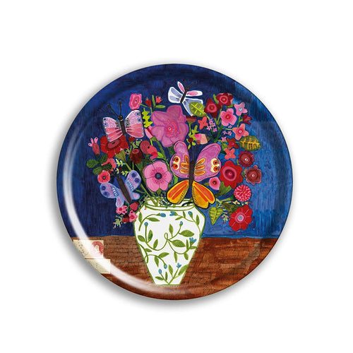 Avenida Home Butterfly Flowers Round Tray