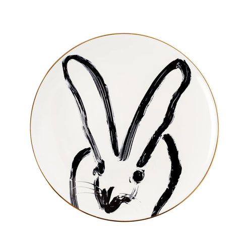 Hunt Slonem Rabbit Run Dinner Plate with Gold Rim