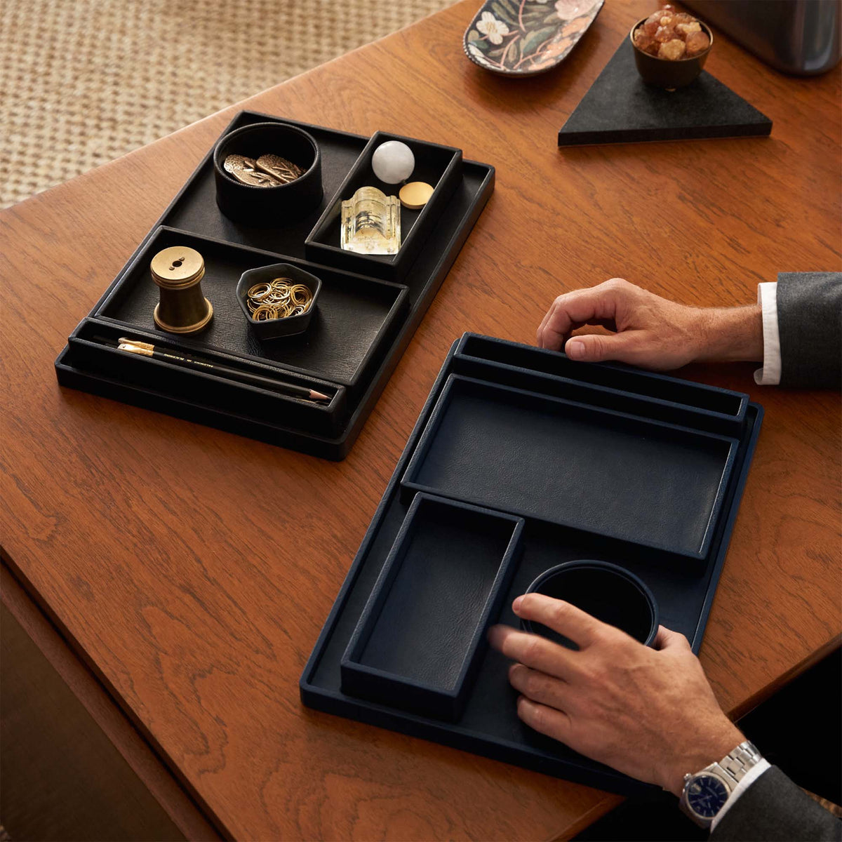 Canteen Leather Desk Set, Blu Oltremare Eleish Van Breems Home