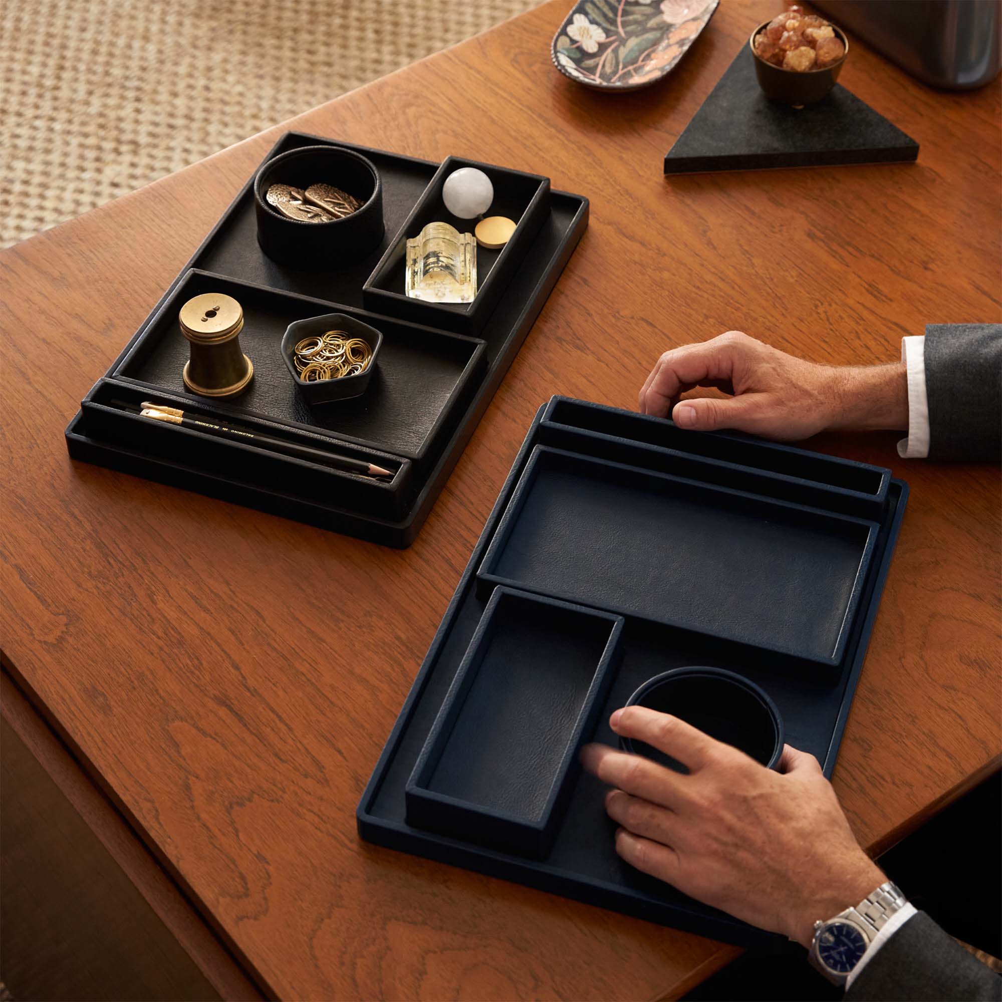 Canteen Leather Desk Set, Blu Oltremare Eleish Van Breems Home