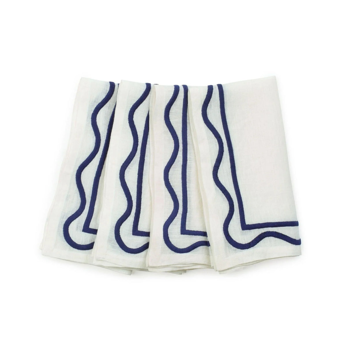 Colorblock Embroidered Linen Napkins (Set of 4) Eleish Van Breems Home