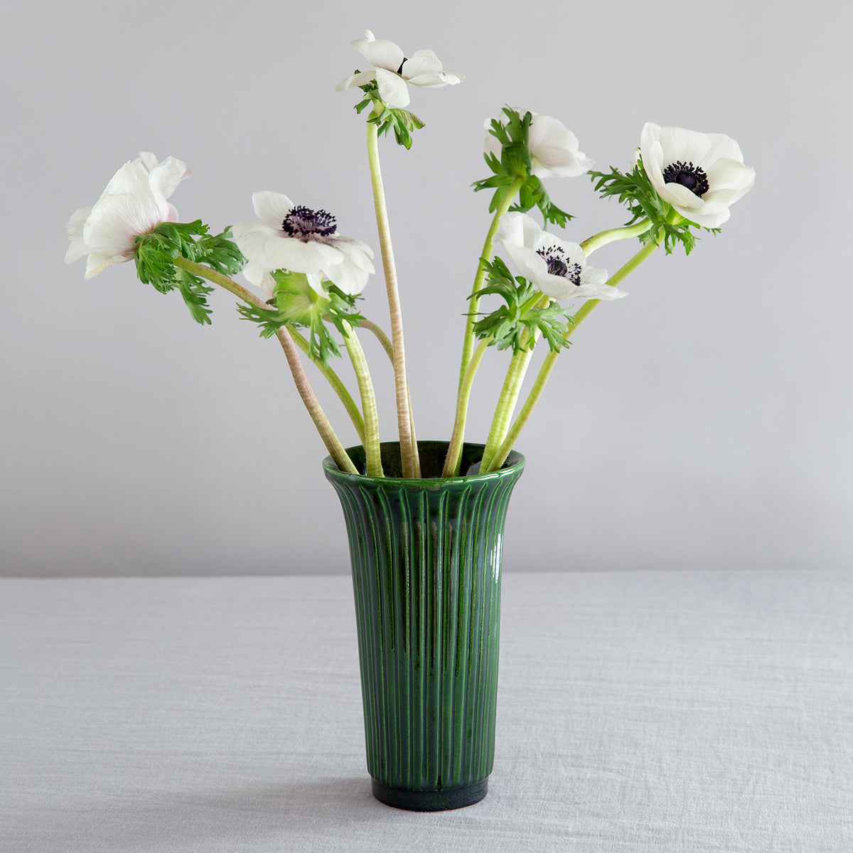 Daisy Fluted Emerald Green Glazed Vase Eleish Van Breems Home