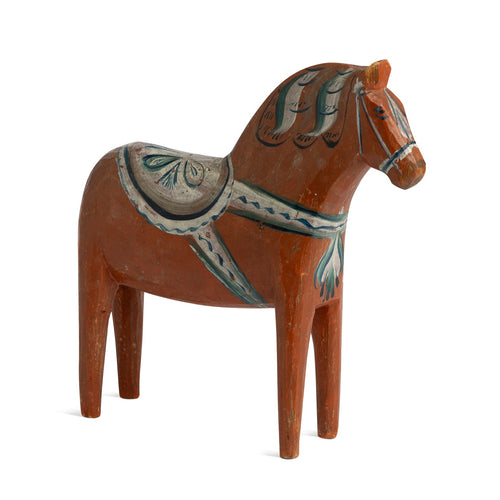 Scandinavian E 20th c. Carved & Painted Dala Horse Large