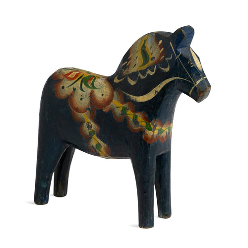 Scandinavian E 20thc. Carved & Painted Dala Horse Blue, Large