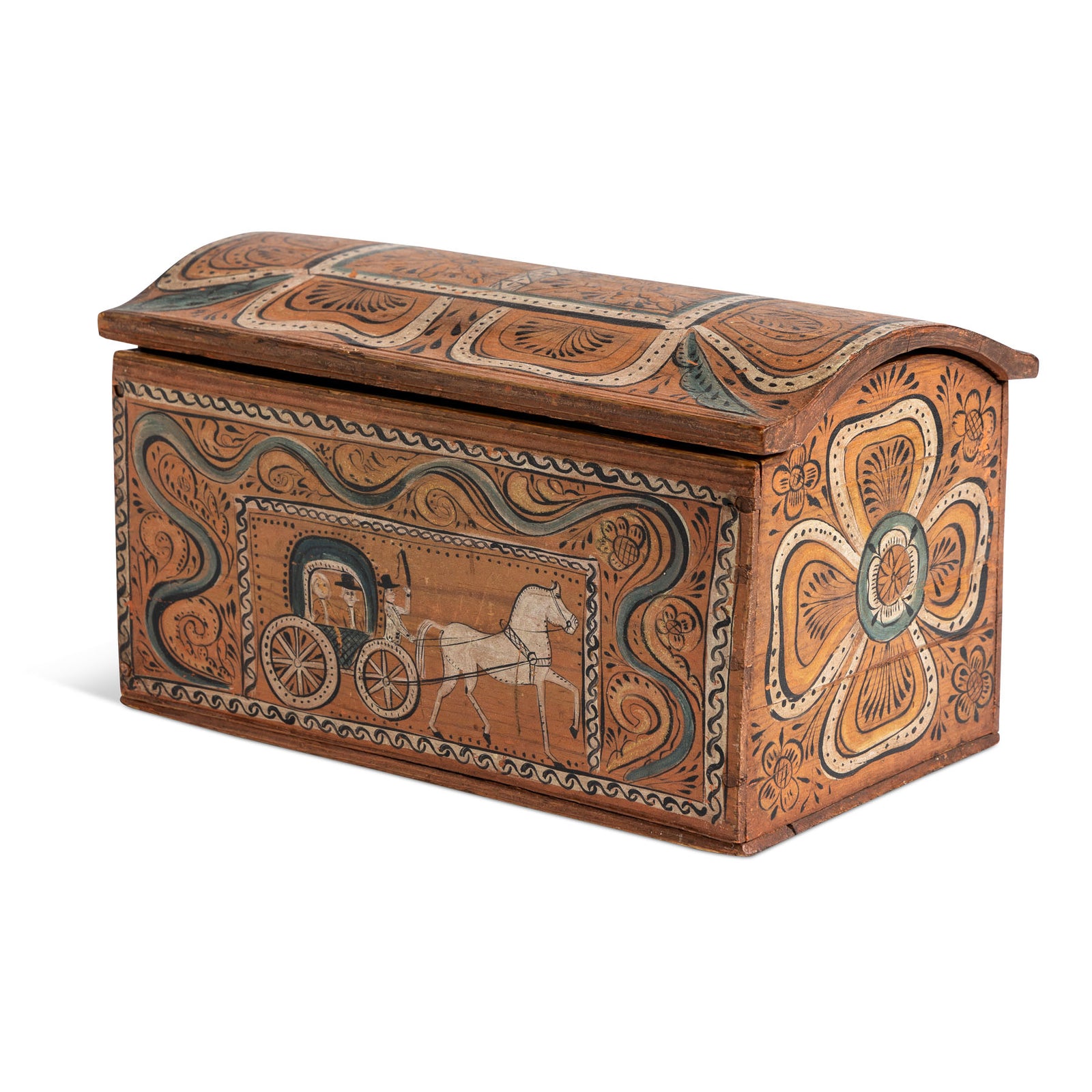 19thc. Norwegian Painted Pine Dome Lid Box Eleish Van Breems Home