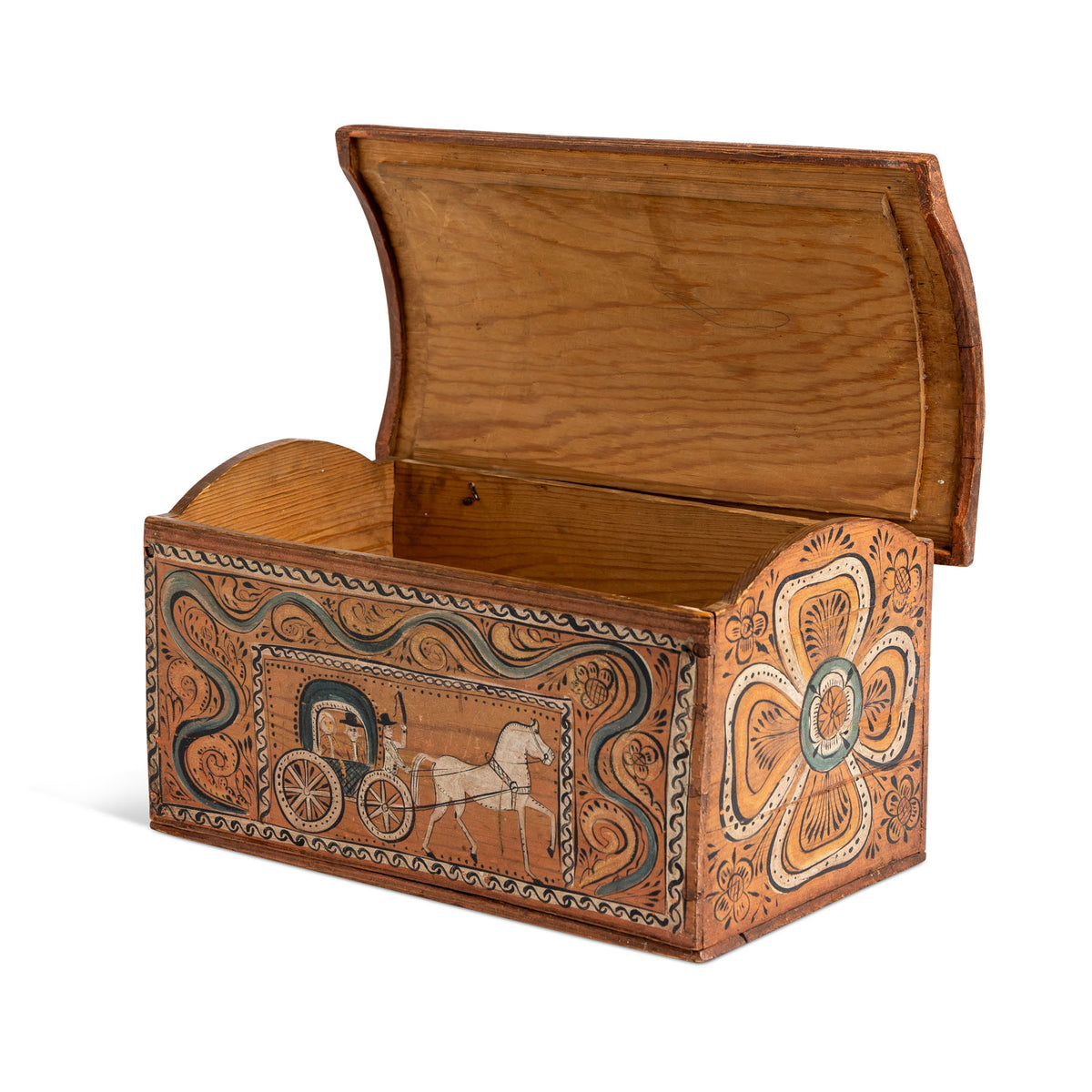 19thc. Norwegian Painted Pine Dome Lid Box Eleish Van Breems Home