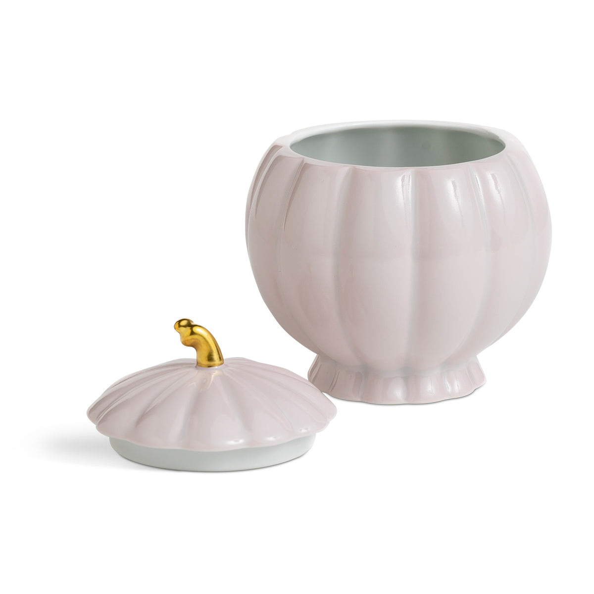 Sugar Bowl With Lid In Fond Light Pink & Gold Eleish Van Breems Home