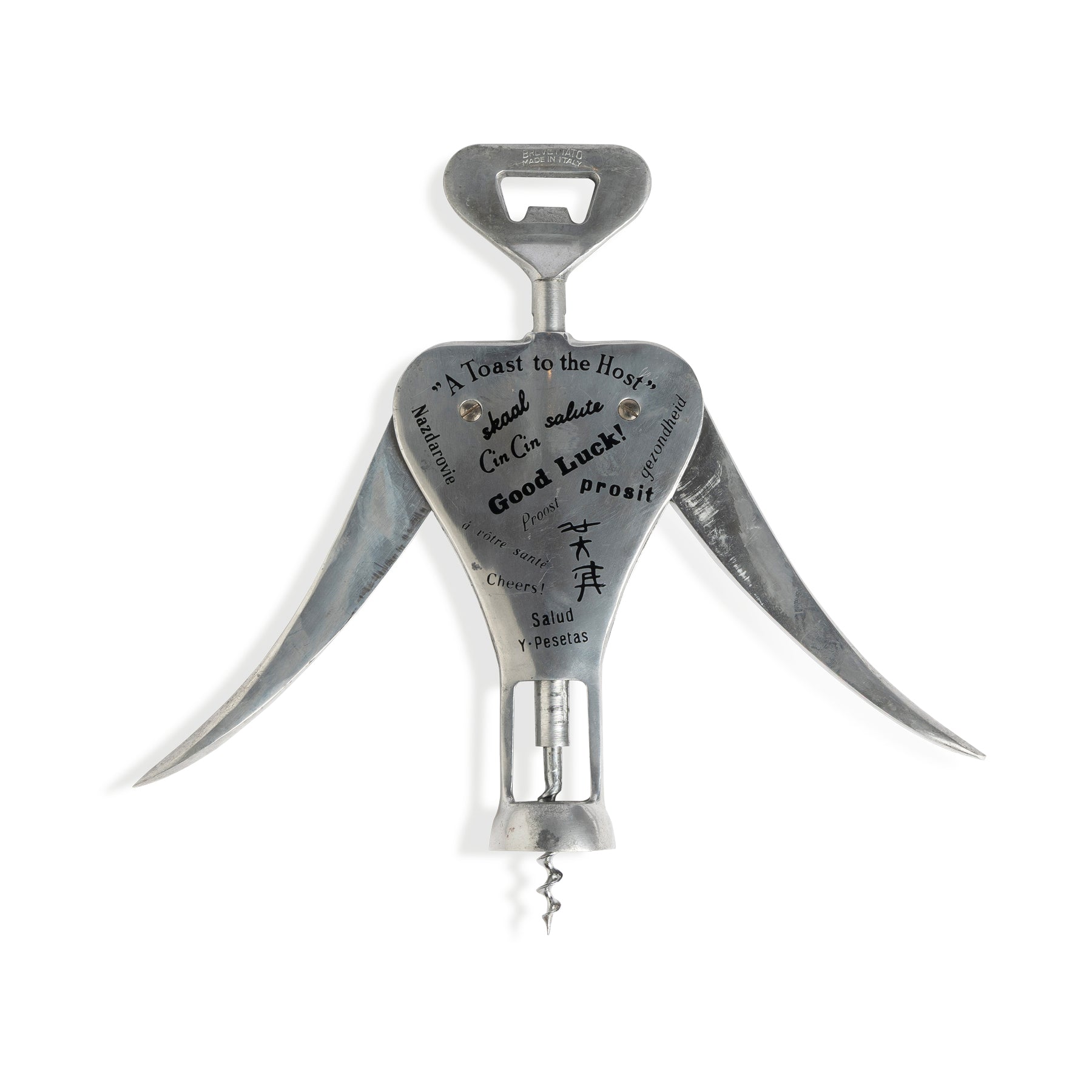 Mid-Century Italian Barman Corkscrew by Brevettato C. 1950's Eleish Van Breems Home