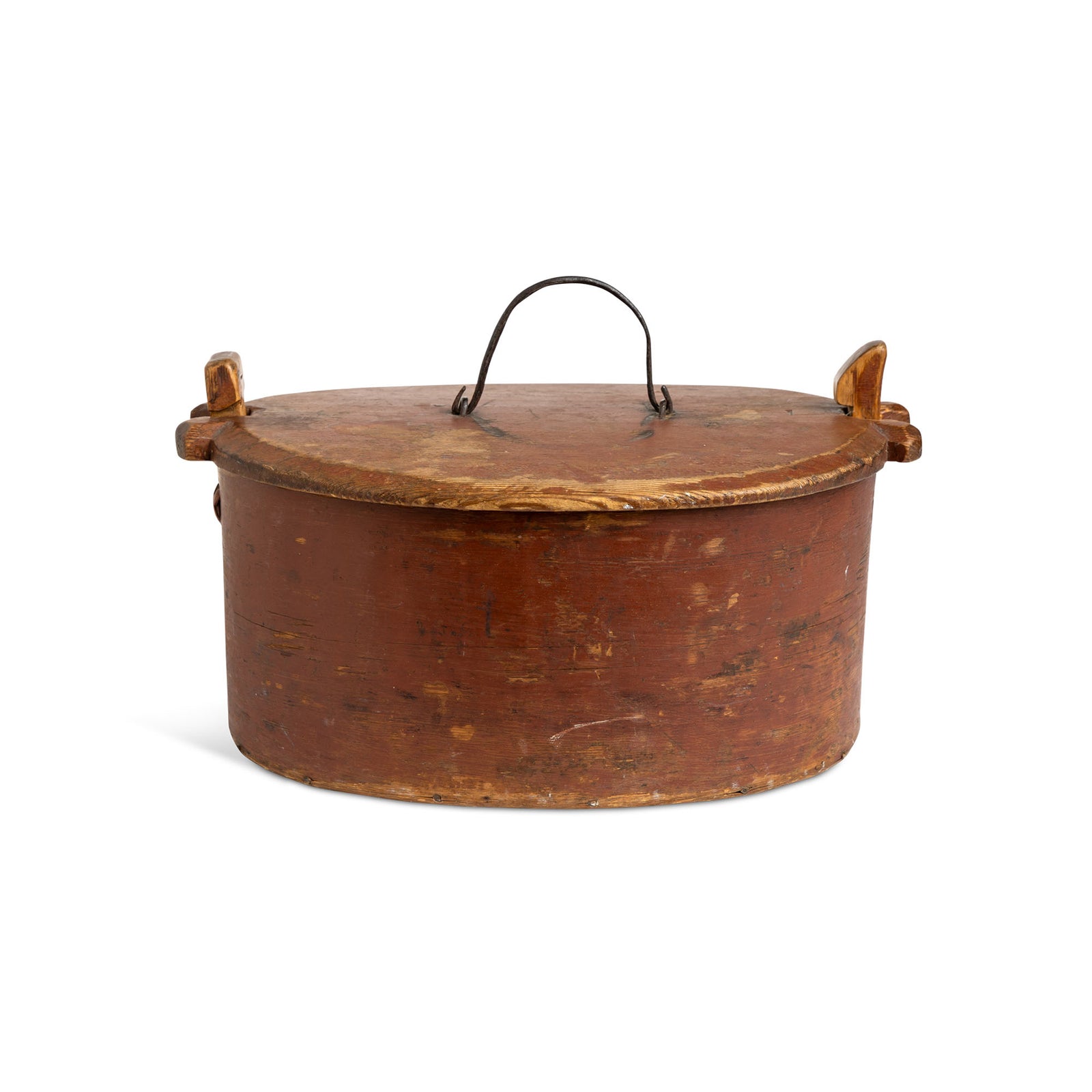 Falun Red Stained Oval Banded Box with Lid Eleish Van Breems Home