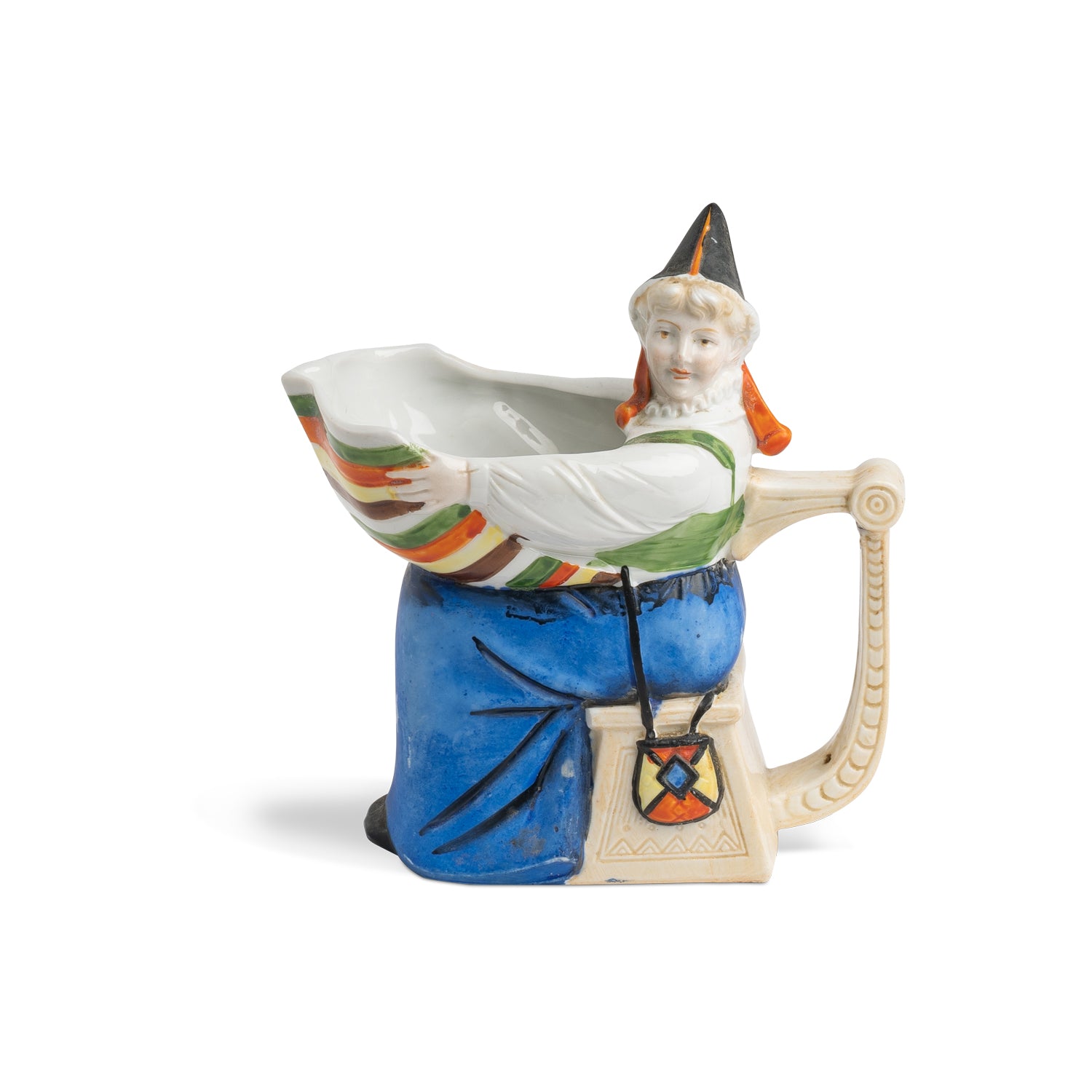20-048 19th -20th C. Swedish Milk Pitcher W/Folk Woman Eleish Van Breems Home