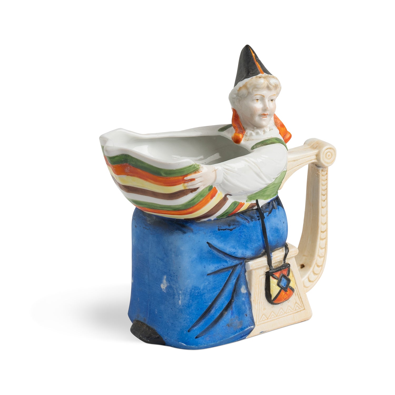 20-048 19th -20th C. Swedish Milk Pitcher W/Folk Woman Eleish Van Breems Home