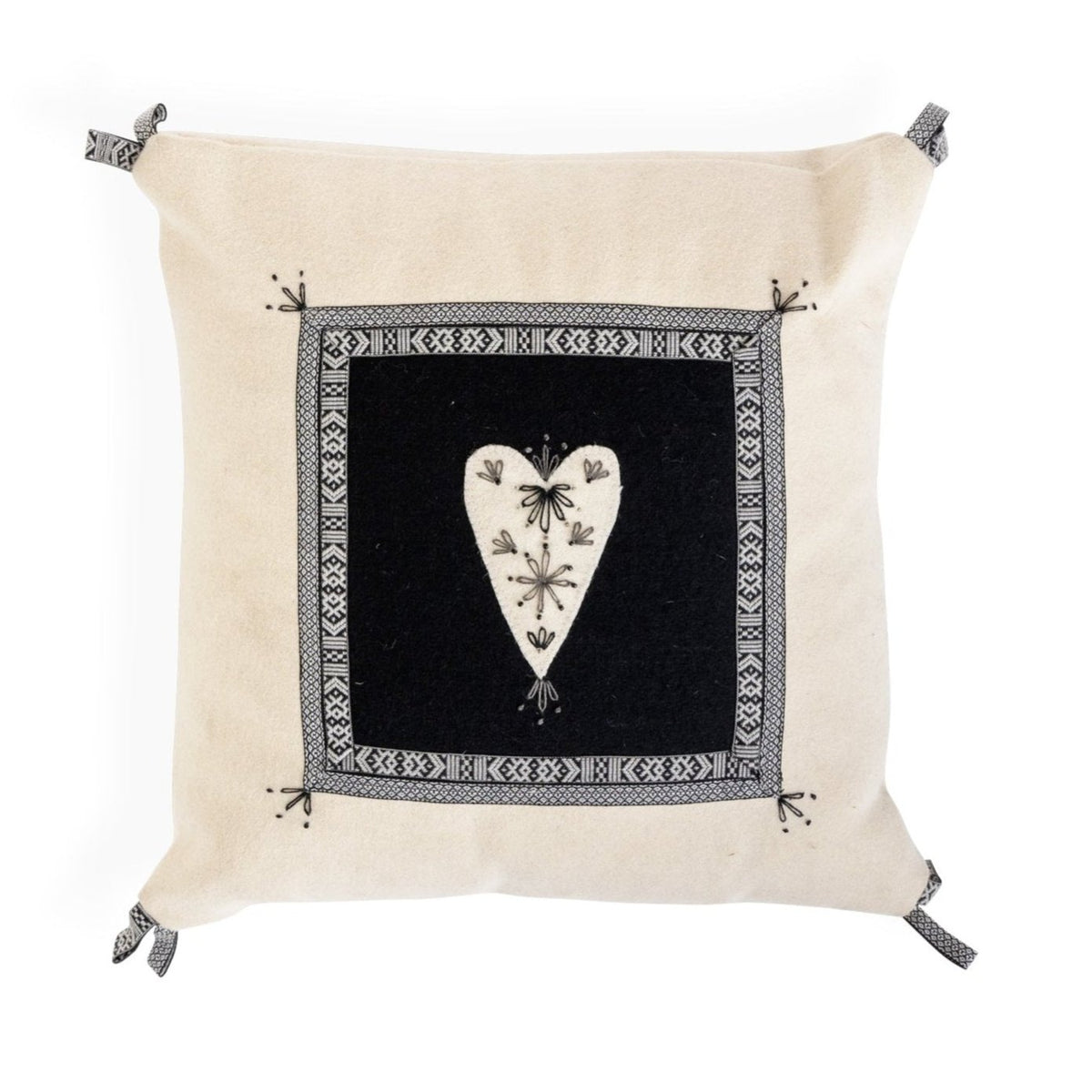 White Pillow with Embroidered Heart Eleish Van Breems Home