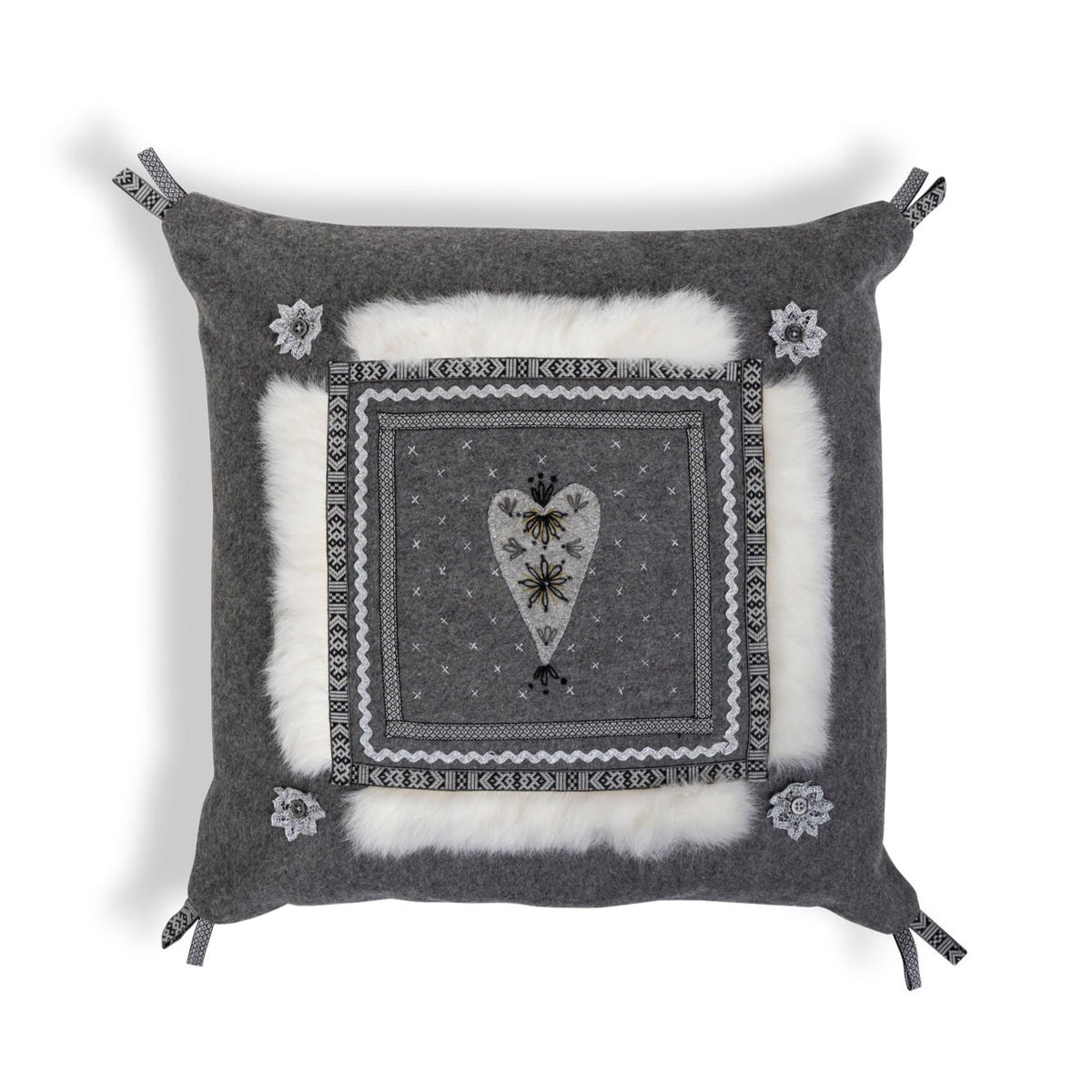 Wool Pillow with Hand Embroidered Heart Eleish Van Breems Home