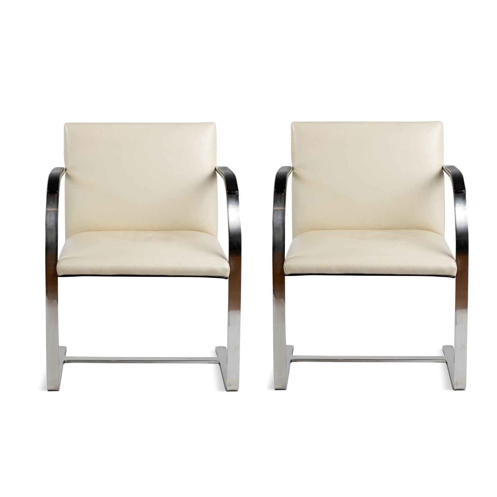 Pair of Knoll Flat Bar Bruno Leather Chairs Eleish Van Breems Home