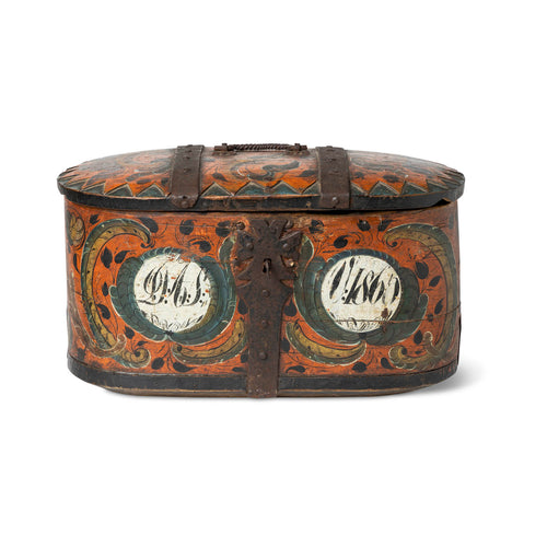 Norwegian Painted Lock Box 1860