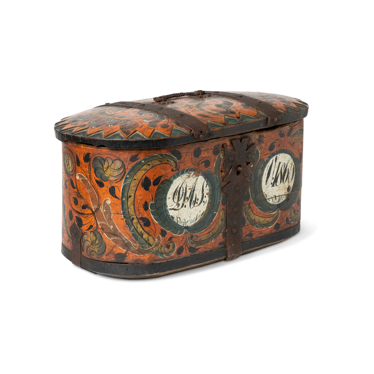 Norwegian Painted Lock Box 1860 Eleish Van Breems Home