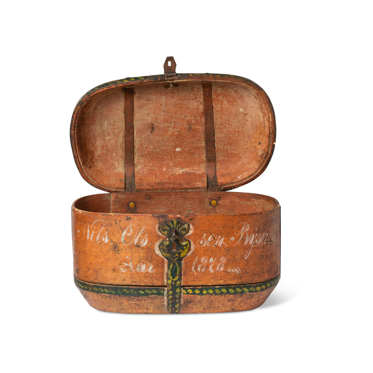 Norwegian Painted Lock Box, Dated 1878 Eleish Van Breems Home
