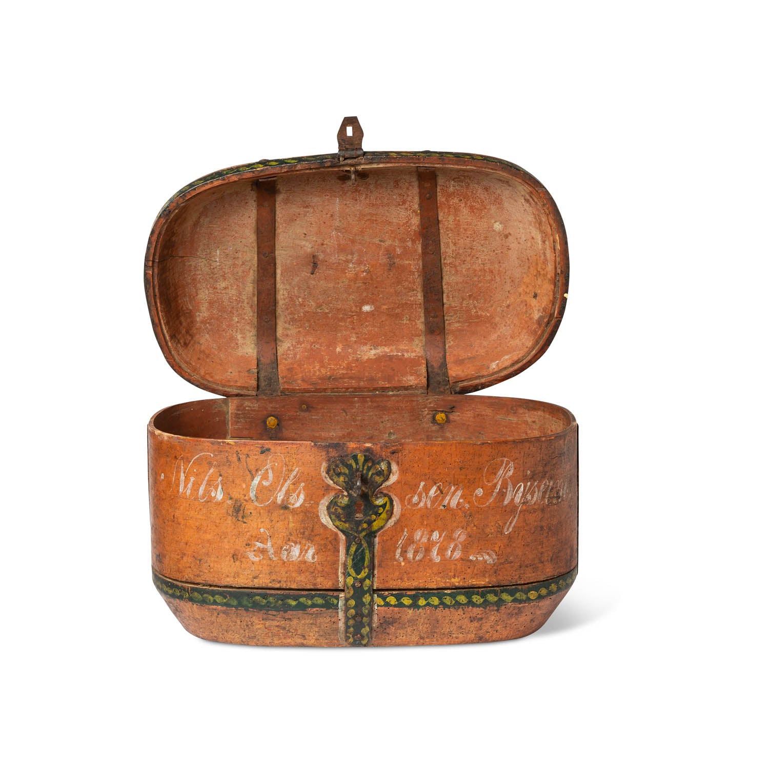 Norwegian Painted Lock Box, Dated 1878 Eleish Van Breems Home