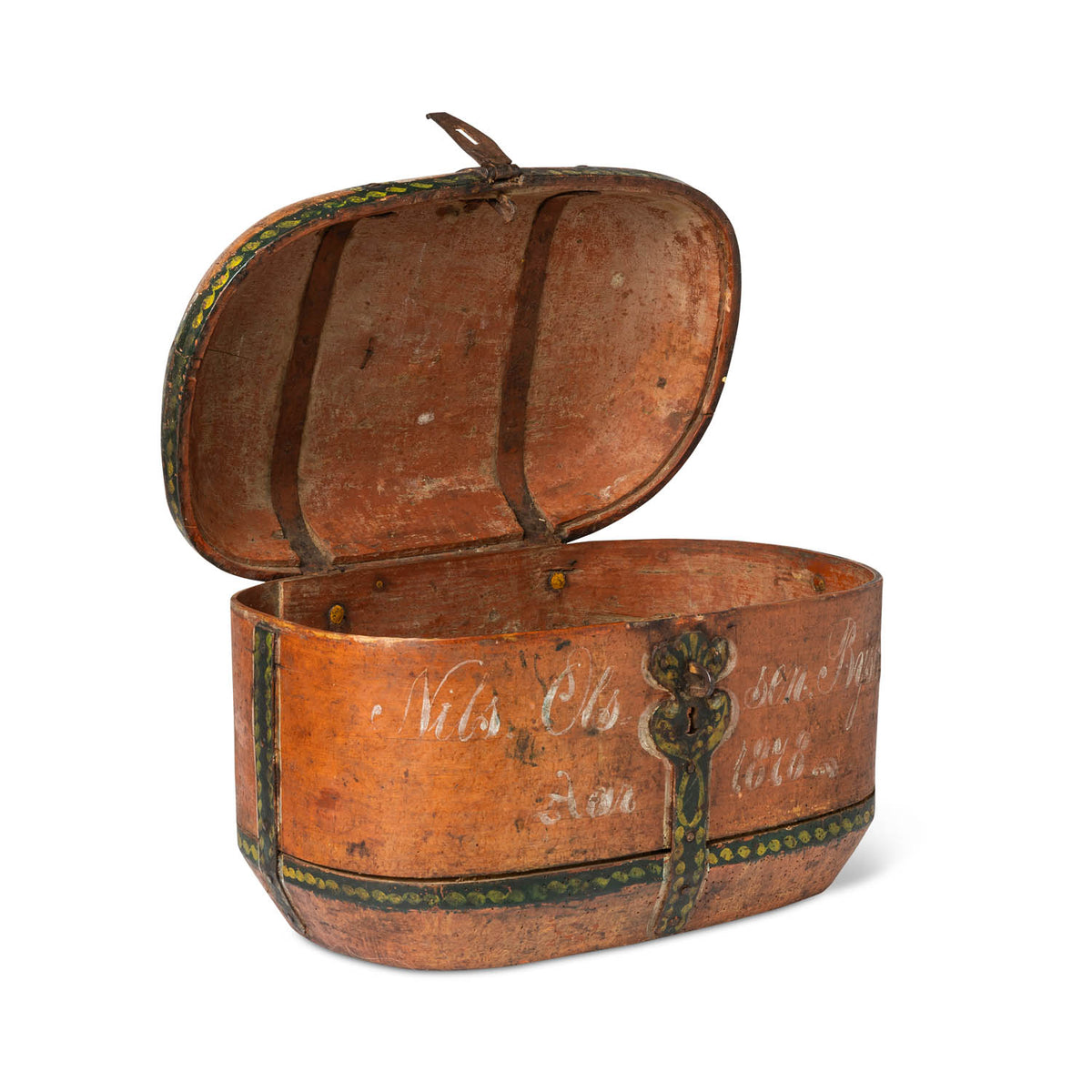 Norwegian Painted Lock Box, Dated 1878 Eleish Van Breems Home