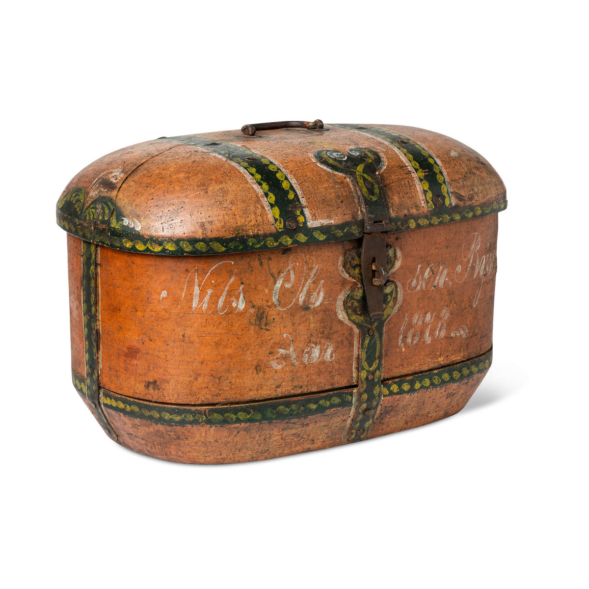 Norwegian Painted Lock Box, Dated 1878 Eleish Van Breems Home
