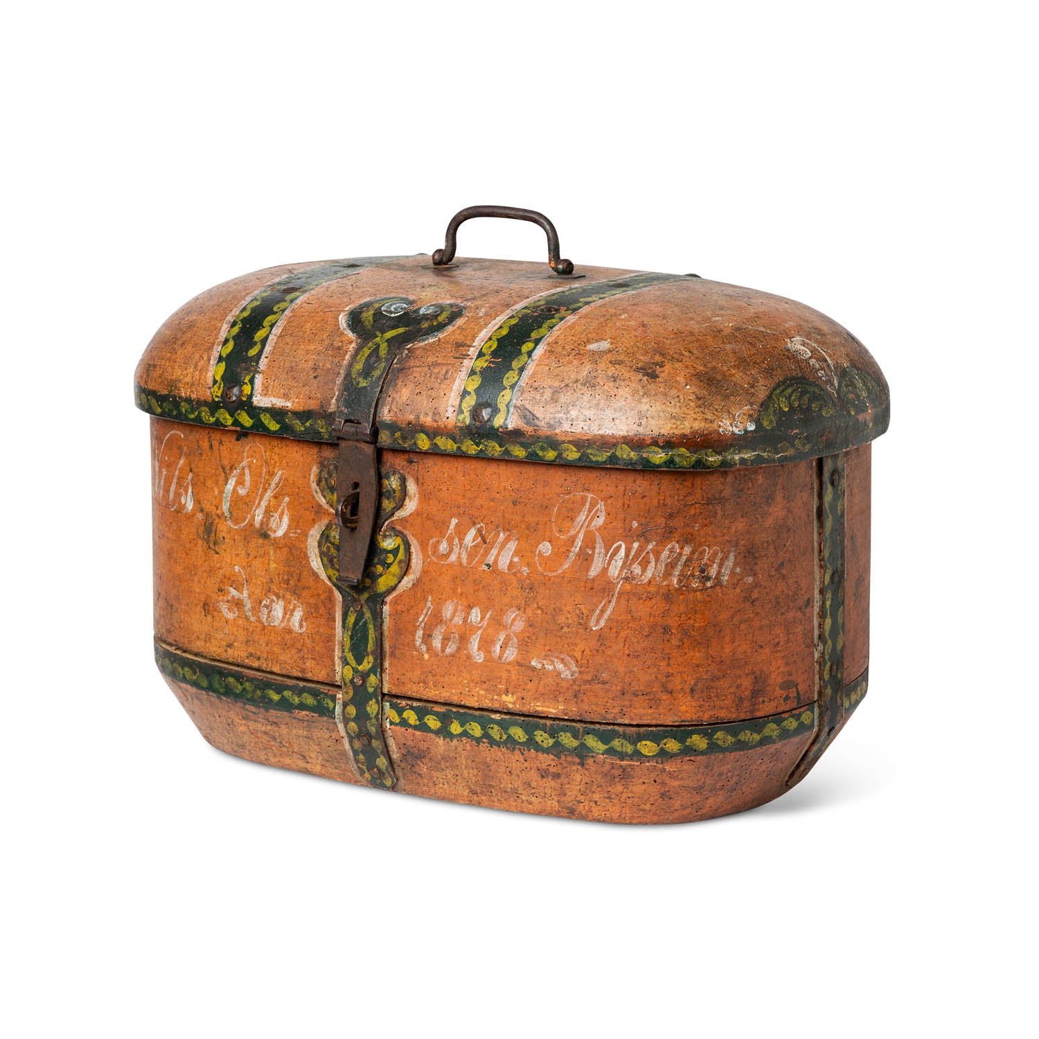 Norwegian Painted Lock Box, Dated 1878 Eleish Van Breems Home