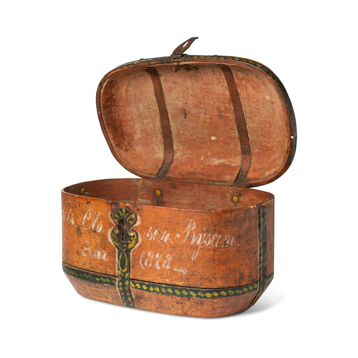 Norwegian Painted Lock Box, Dated 1878 Eleish Van Breems Home
