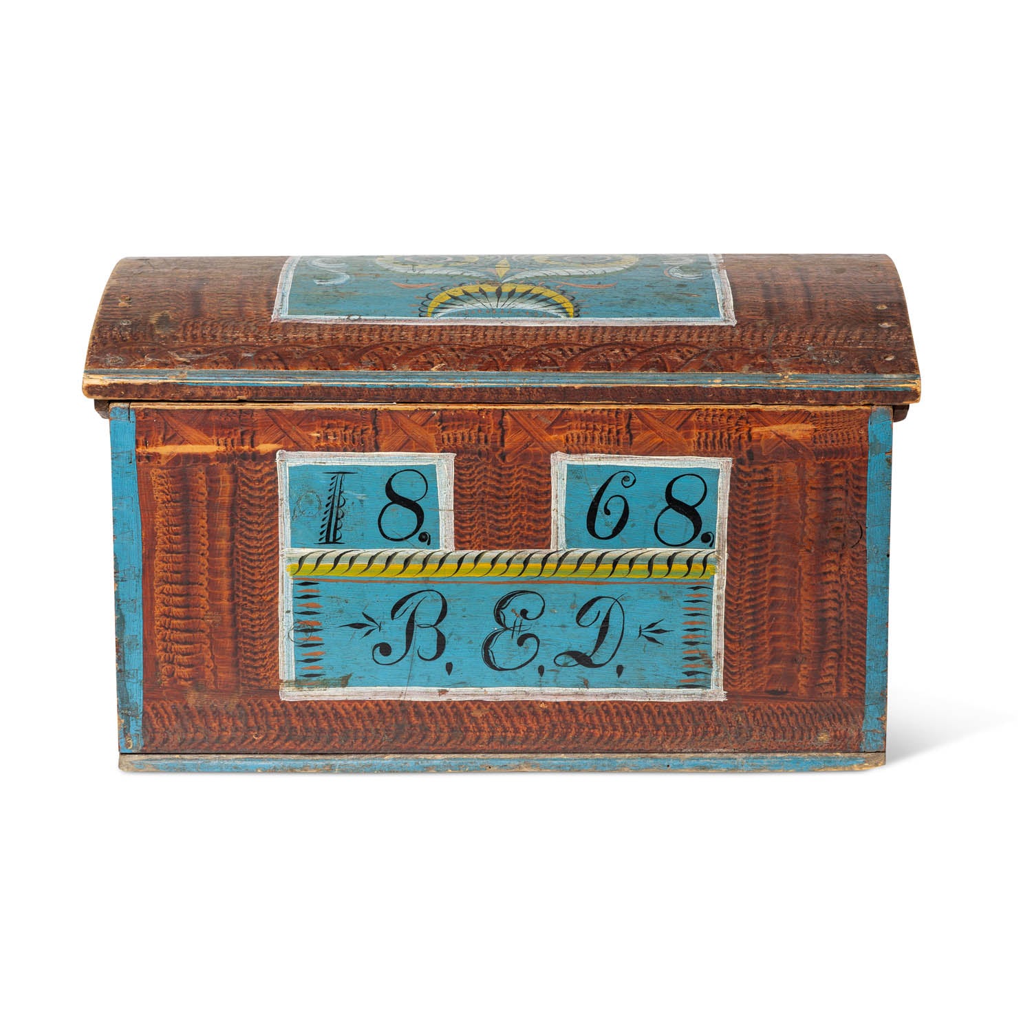 Norwegian Painted Dome Lid Trunk, Dated 1868 Eleish Van Breems Home