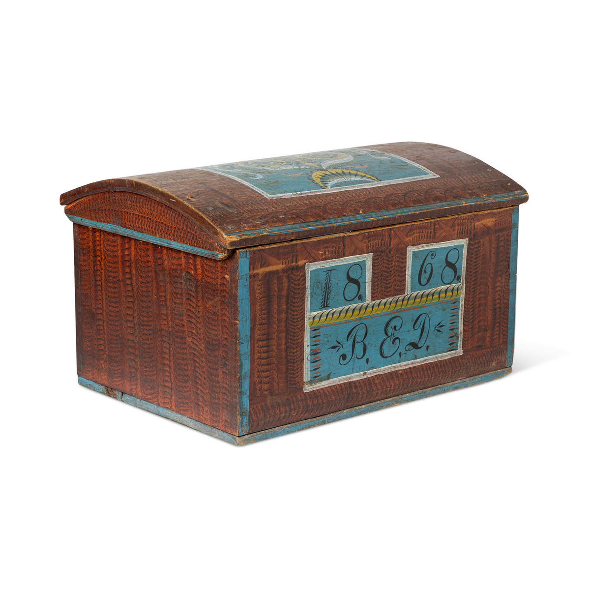 Norwegian Painted Dome Lid Trunk, Dated 1868 Eleish Van Breems Home