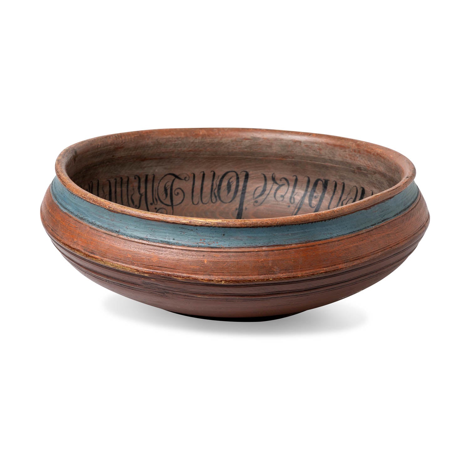 19th C. Norwegian Pine Turned and Painted Bowl Eleish Van Breems Home