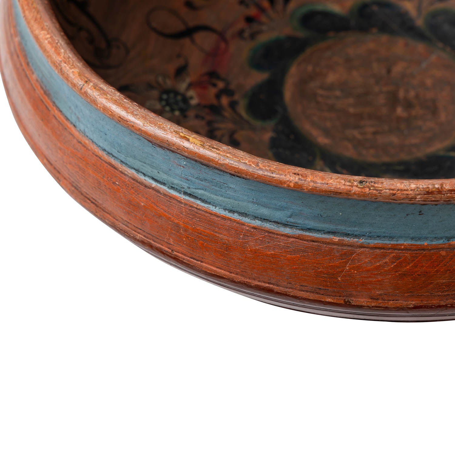 19th C. Norwegian Pine Turned and Painted Bowl Eleish Van Breems Home