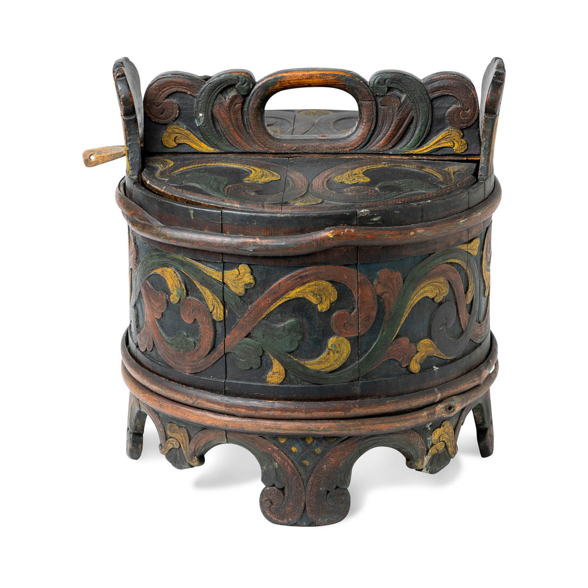 Norwegian Banded Bentwood Bucket with Handled Lid Eleish Van Breems Home