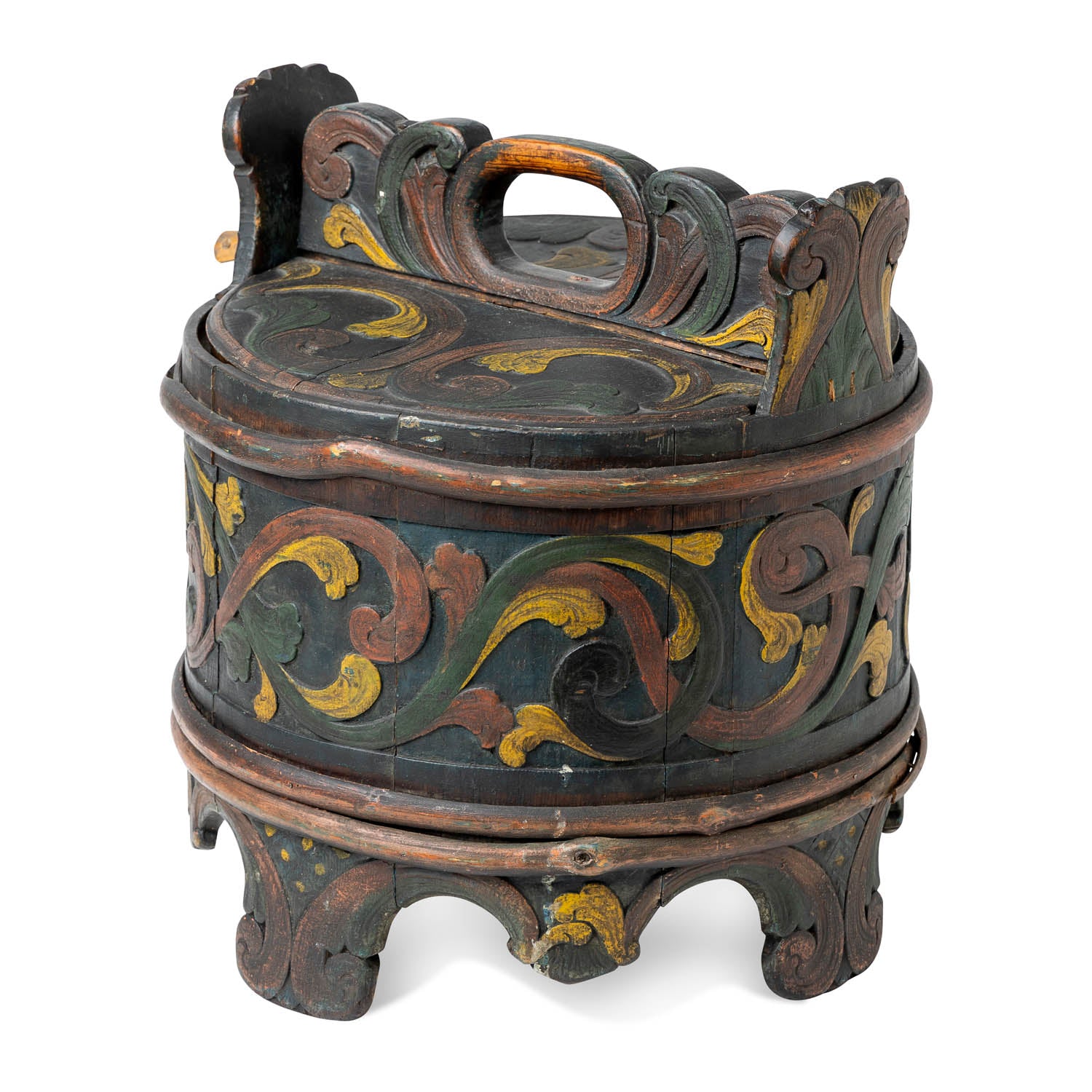Norwegian Banded Bentwood Bucket with Handled Lid Eleish Van Breems Home