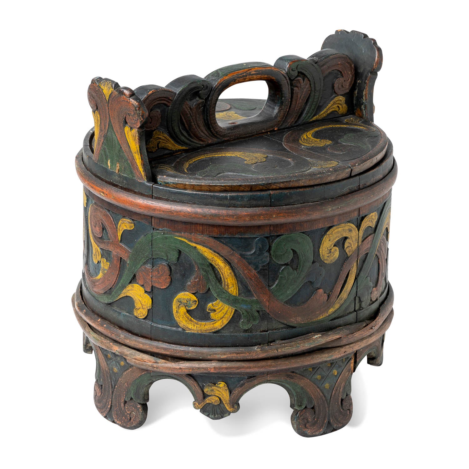 Norwegian Banded Bentwood Bucket with Handled Lid Eleish Van Breems Home