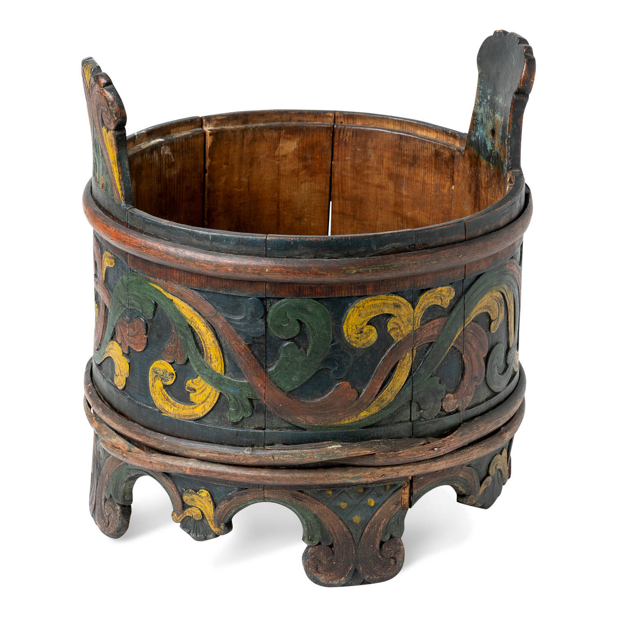 Norwegian Banded Bentwood Bucket with Handled Lid Eleish Van Breems Home